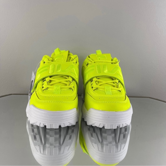 FILA Women’s Neon Safety Yellow Distruptor II Applique Chunky Sneakers - Picture 6 of 11